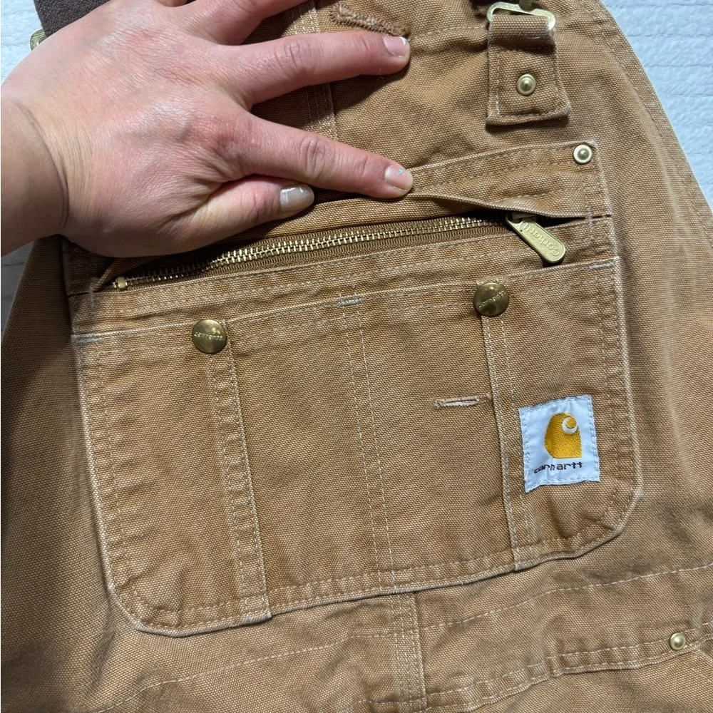 Carhartt Men's Brown Cargo Overalls Double Knee Outdoors - Picture 6 of 8
